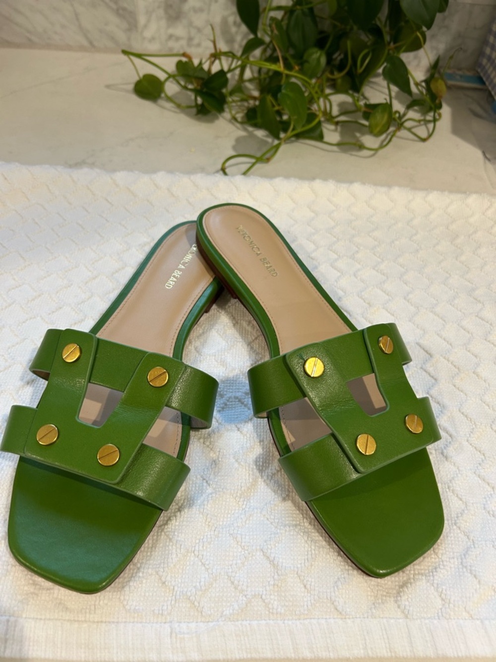 Veronica Beard Green Sia Sandals